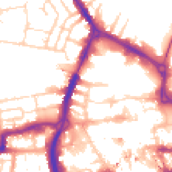 Daytime road noise heatmap for RG1 1PF