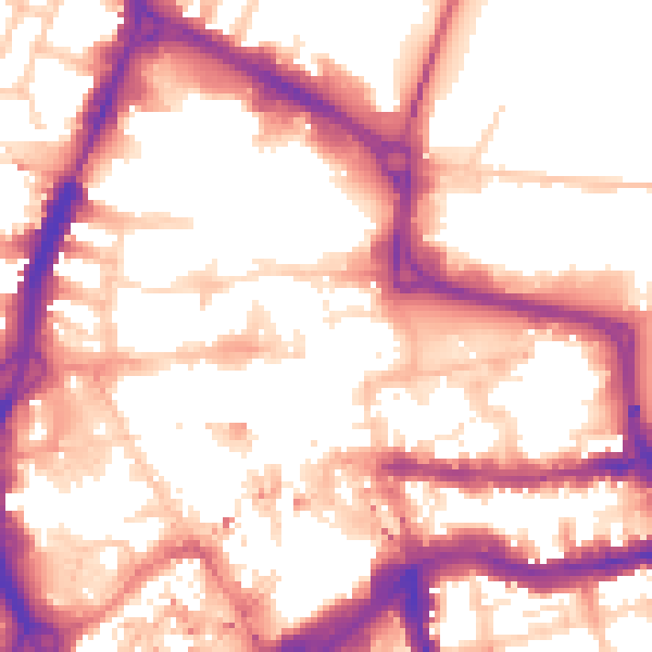 Daytime road noise heatmap for RG1 1PJ