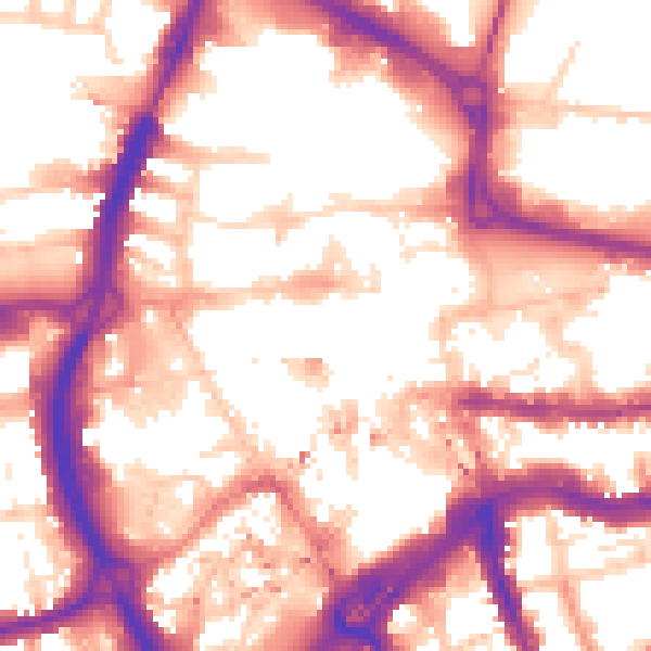 Daytime road noise heatmap for RG1 1SY