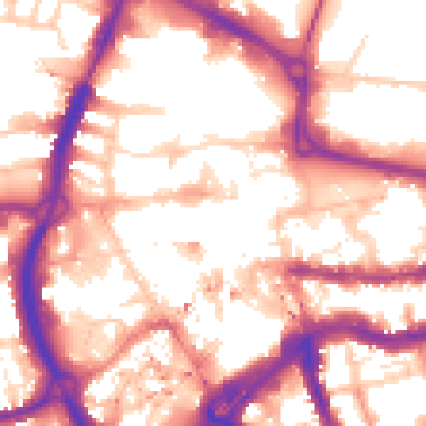 Daytime road noise heatmap for RG1 1TG