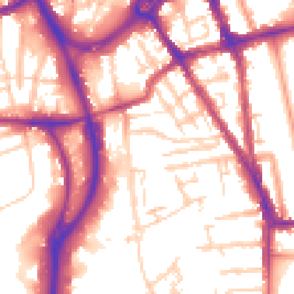 Daytime road noise heatmap for RG1 2BG