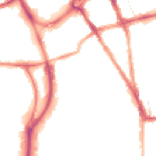 Night-time road noise heatmap for RG1 2BG
