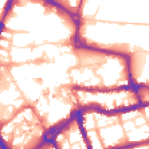 Daytime road noise heatmap for RG1 2EG