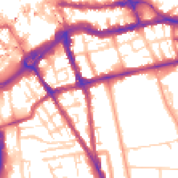 Daytime road noise heatmap for RG1 2GW