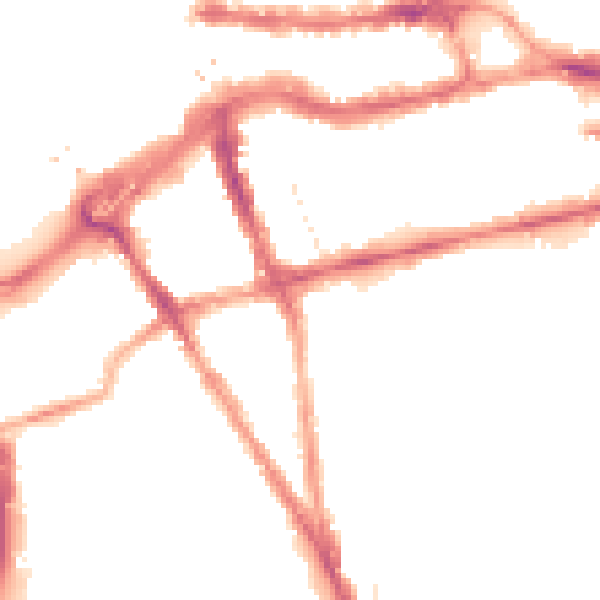 Night-time road noise heatmap for RG1 2GW