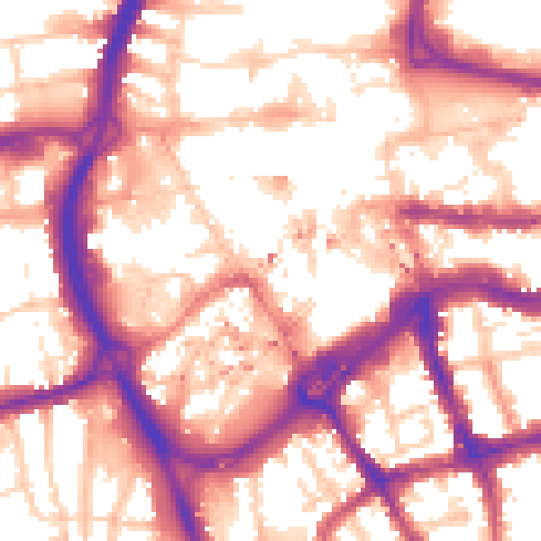 Daytime road noise heatmap for RG1 2JR