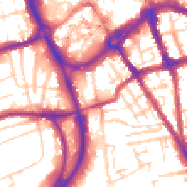 Daytime road noise heatmap for RG1 2NA
