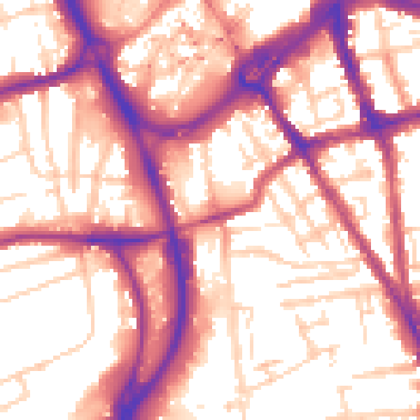 Daytime road noise heatmap for RG1 2NF