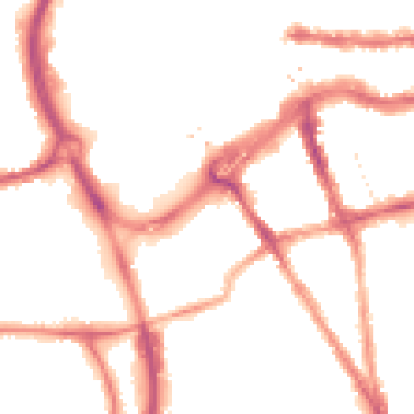 Night-time road noise heatmap for RG1 2NJ