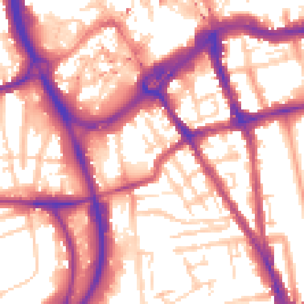 Daytime road noise heatmap for RG1 2NL