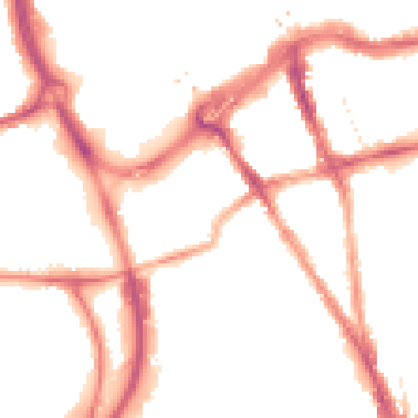 Night-time road noise heatmap for RG1 2NL