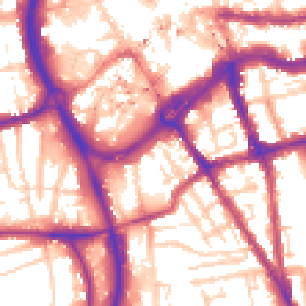 Daytime road noise heatmap for RG1 2NQ