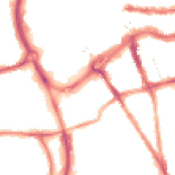 Night-time road noise heatmap for RG1 2NQ