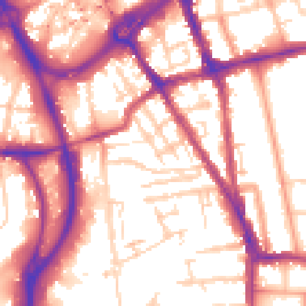 Daytime road noise heatmap for RG1 2NU