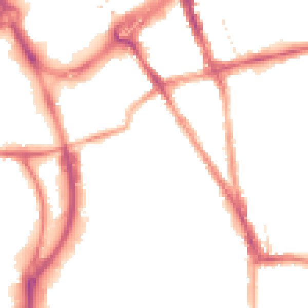 Night-time road noise heatmap for RG1 2NU