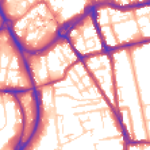 Daytime road noise heatmap for RG1 2PJ