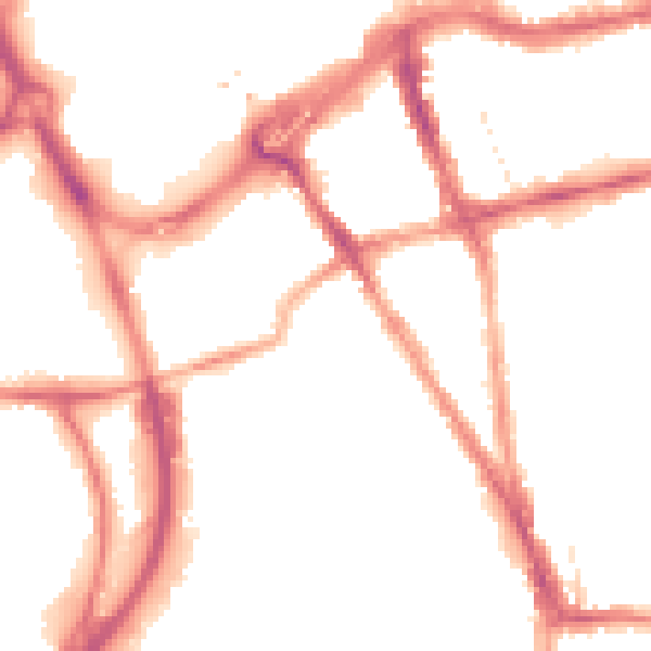 Night-time road noise heatmap for RG1 2PJ