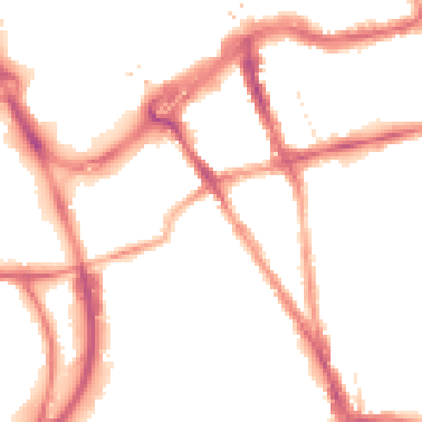 Night-time road noise heatmap for RG1 2PL