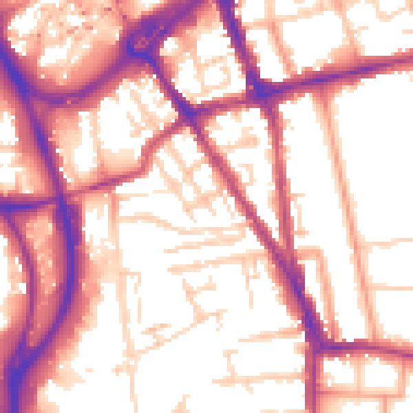 Daytime road noise heatmap for RG1 2PR