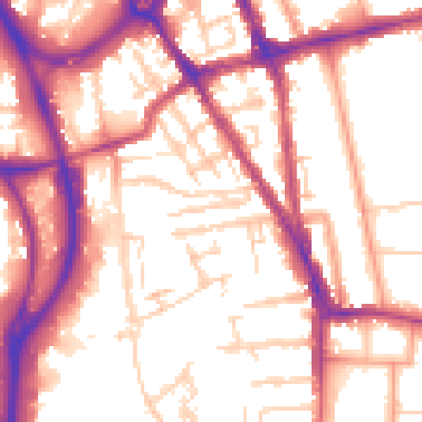 Daytime road noise heatmap for RG1 2PU