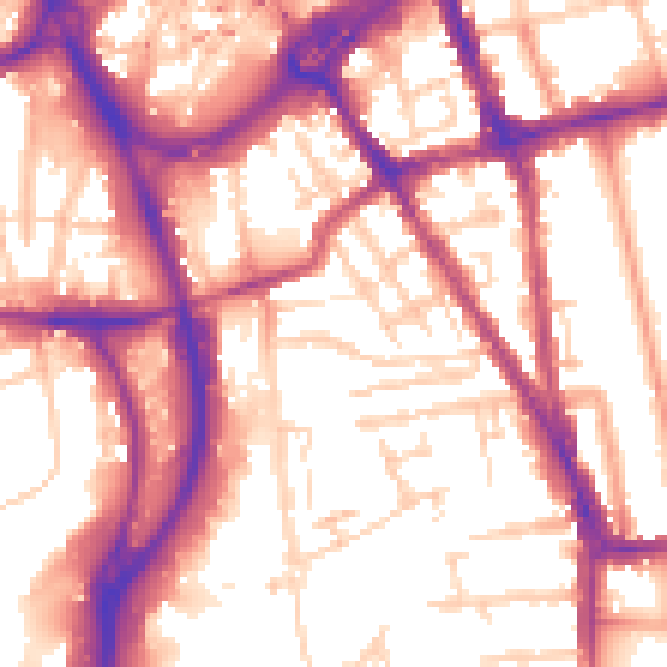 Daytime road noise heatmap for RG1 2PY
