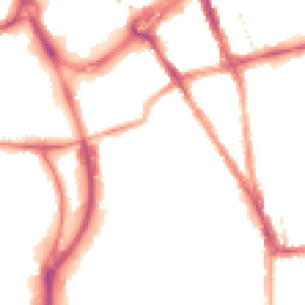 Night-time road noise heatmap for RG1 2PY