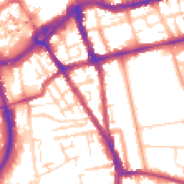 Daytime road noise heatmap for RG1 2QE