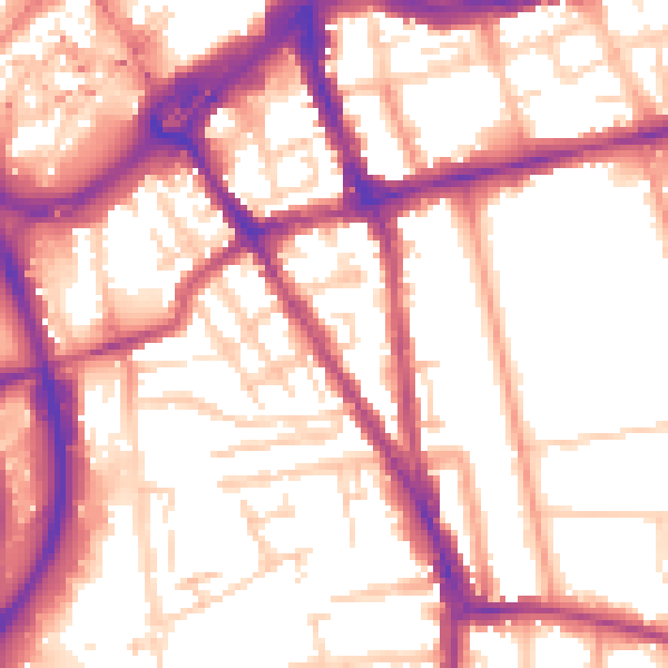 Daytime road noise heatmap for RG1 2QF