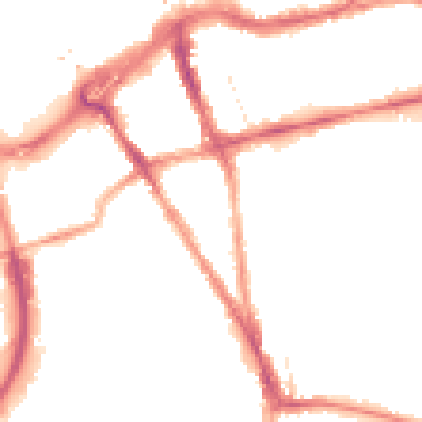 Night-time road noise heatmap for RG1 2QG