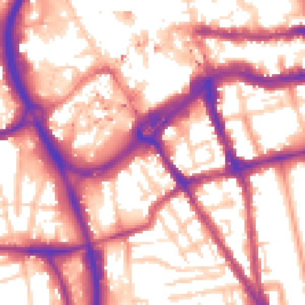 Daytime road noise heatmap for RG1 2QL