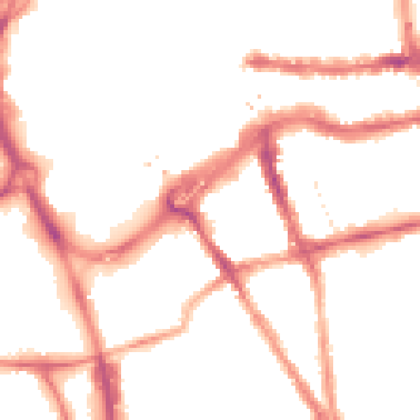 Night-time road noise heatmap for RG1 2RZ