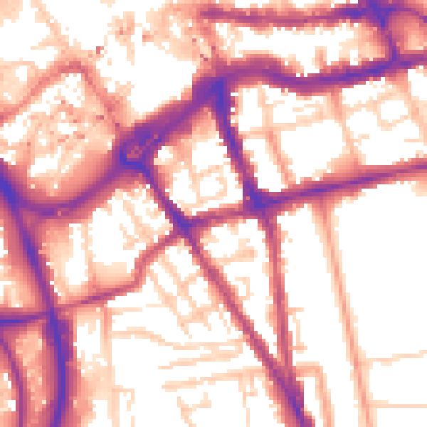 Daytime road noise heatmap for RG1 2SE