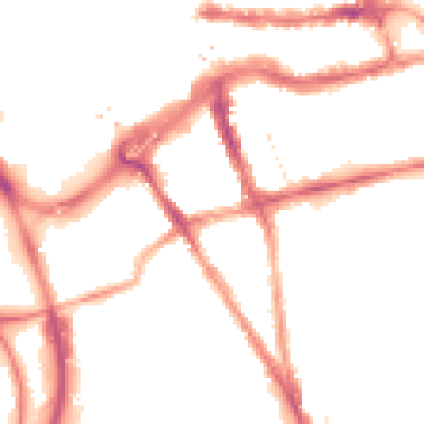 Night-time road noise heatmap for RG1 2SE