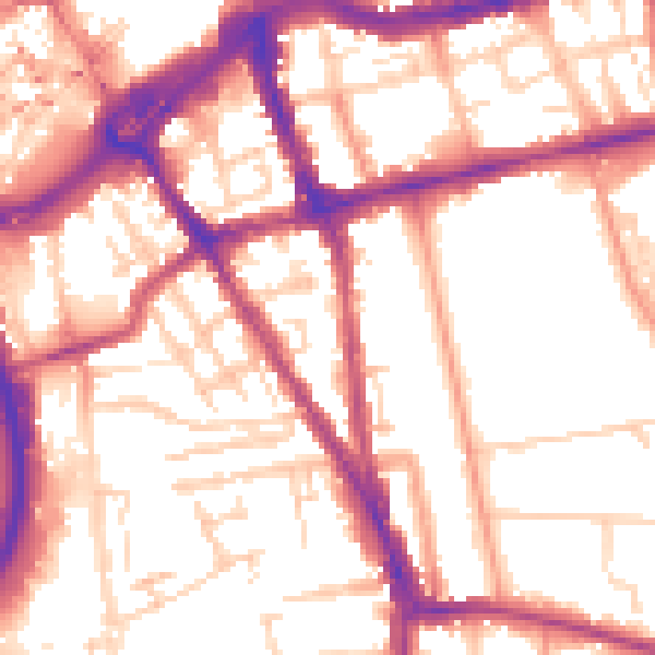 Daytime road noise heatmap for RG1 2SX
