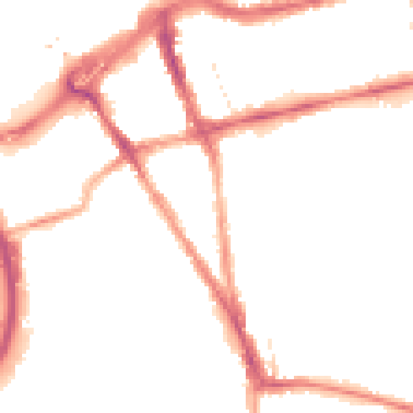 Night-time road noise heatmap for RG1 2SX