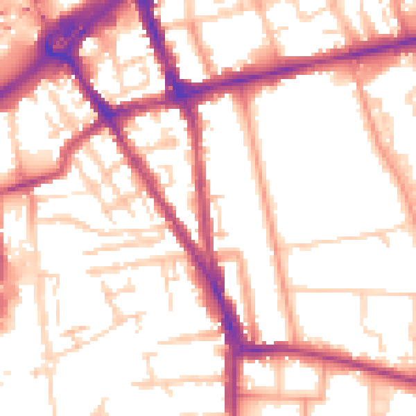 Daytime road noise heatmap for RG1 2TF