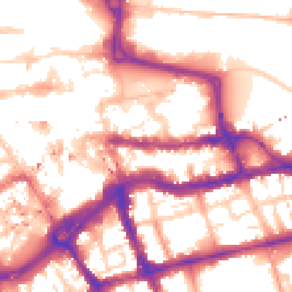 Daytime road noise heatmap for RG1 3AA