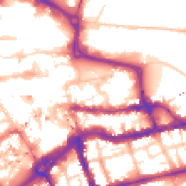 Daytime road noise heatmap for RG1 3BE