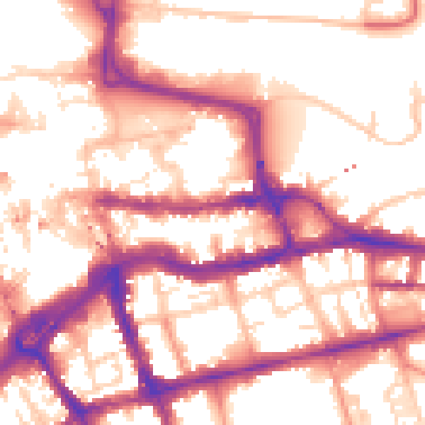 Daytime road noise heatmap for RG1 3BJ