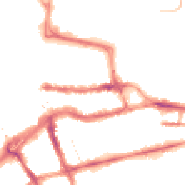 Night-time road noise heatmap for RG1 3BJ