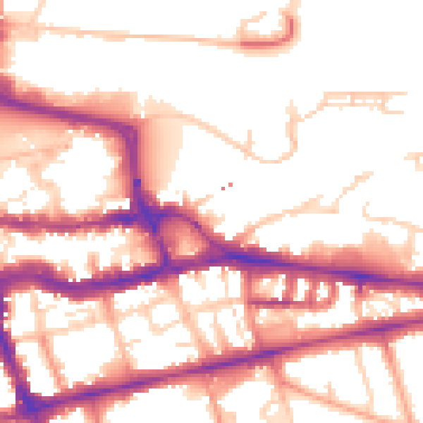 Daytime road noise heatmap for RG1 3ED