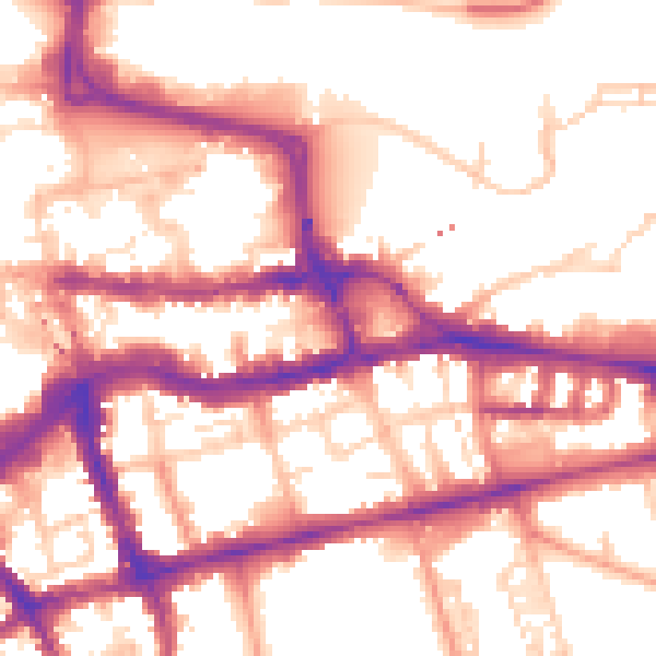 Daytime road noise heatmap for RG1 3EG