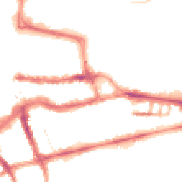 Night-time road noise heatmap for RG1 3EG