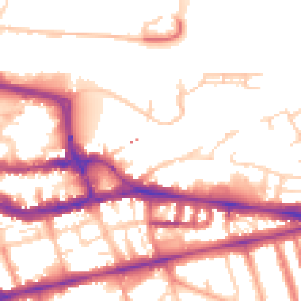 Daytime road noise heatmap for RG1 3EW
