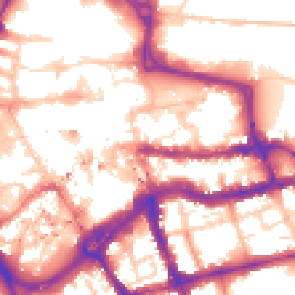 Daytime road noise heatmap for RG1 3EY