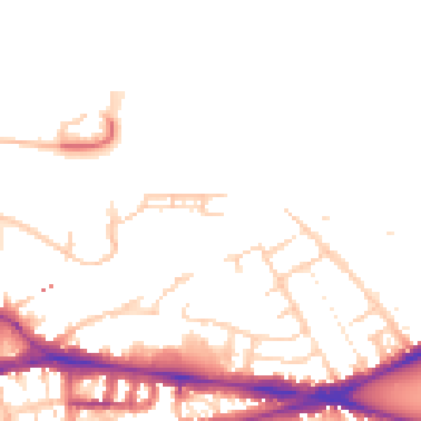 Daytime road noise heatmap for RG1 3FQ