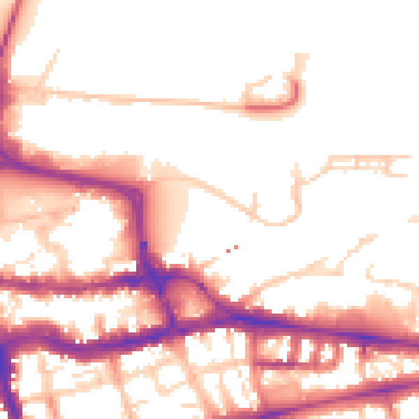 Daytime road noise heatmap for RG1 3GB