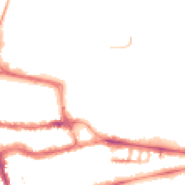 Night-time road noise heatmap for RG1 3GB