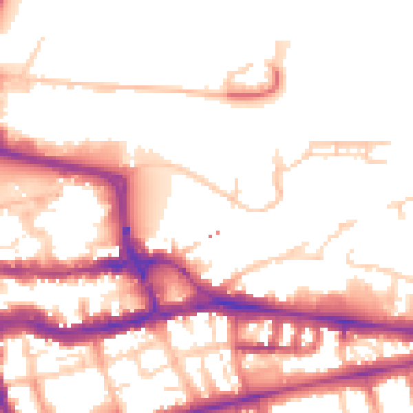 Daytime road noise heatmap for RG1 3GR