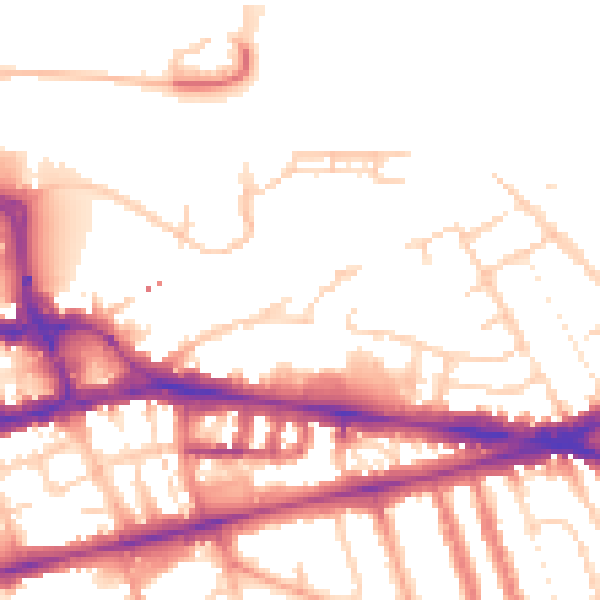 Daytime road noise heatmap for RG1 3HJ